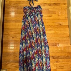 Attention Blue and Red Pleated Tie Front Sundress